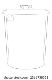 Trashcan Line Art Vector Illustration on White Background. Simple and Functional Design for Home, Office, and Industrial Spaces