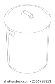 Trashcan Line Art Vector Illustration on White Background. Simple and Functional Design for Home, Office, and Industrial Spaces