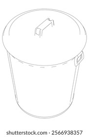 Trashcan Line Art Vector Illustration on White Background. Simple and Functional Design for Home, Office, and Industrial Spaces