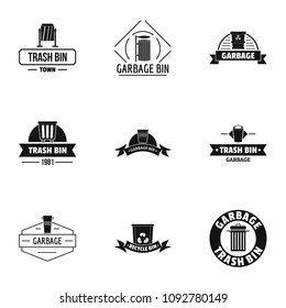 Trashcan logo set. Simple set of 9 trashcan vector logo for web isolated on white background