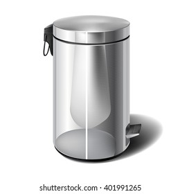 Trashcan metal chrome vector illustration. Easy to edit.