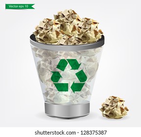 Trashcan paper recycle, Vector illustration