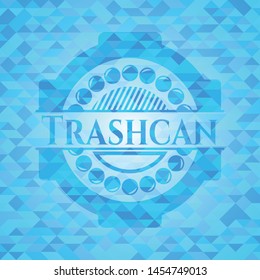 Trashcan realistic light blue emblem. Mosaic background