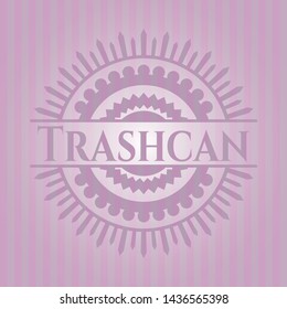 Trashcan realistic pink emblem. Vector Illustration. Detailed.