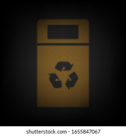 Trashcan sign illustration. Icon as grid of small orange light bulb in darkness. Illustration.