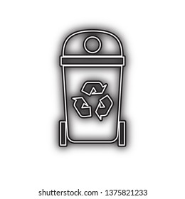 Trashcan sign illustration. Vector. Double contour black icon with soft shadow at white background. Isolated.