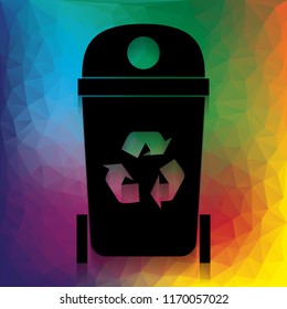 Trashcan sign illustration. Vector. Flat style black icon on white.