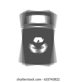 Trashcan sign illustration. Vector. Gray icon shaked at white background.