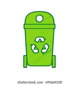 Trashcan sign illustration. Vector. Lemon scribble icon on white background. Isolated