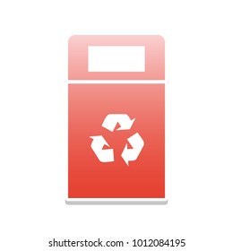 Trashcan sign illustration. Vector. Reddish icon with white and gray shadow on white background. Isolated.
