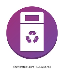 Trashcan sign illustration. Vector. White icon with flat shadow on purpureus circle at white background. Isolated.