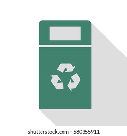 Trashcan sign illustration. Veridian icon with flat style shadow path.