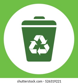 trashcan trash bin basket ecological recyclable sign ecobio green simple icon in circle