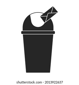 Trashcan vector icon.Black vector icon isolated on white background trashcan.