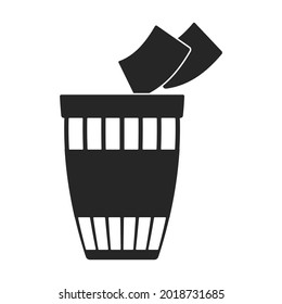 Trashcan vector icon.Black vector icon isolated on white background trashcan.
