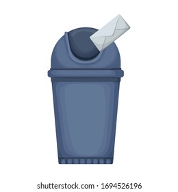 Icono de vector de trashcan.Icono de vector de dibujos animados aislado en cubo de basura de fondo blanco.