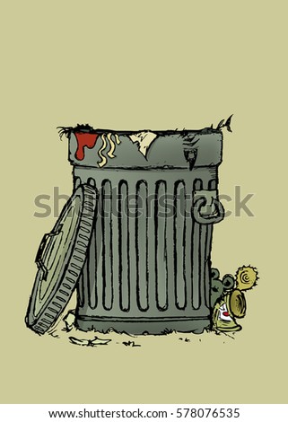 Trashcan.Isolated cartoon style vector illustration