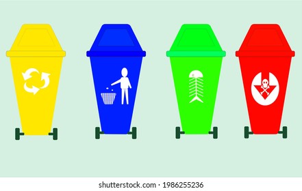 Trashes for specific garbage , which can used for signboard and graphic design