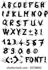 Trashy vector font plus some special character, vector format, scalable to any size, each character is grouped for better handling - Grunge -