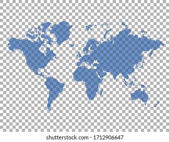 trasparent world map on transparent background