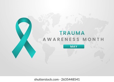 Trauma Awareness Month background design with Teal silk ribbon.