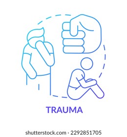 Trauma blue gradient concept icon. Aggressive homophobia problem. LGBTQI mental health risk factor abstract idea thin line illustration. Isolated outline drawing. Myriad Pro-Bold font used
