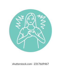 Trauma healing Meditation black line icon. A woman doing breathing exercises. Pictogram for web page, mobile app, promo.