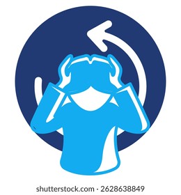 Trauma Recovery icon represented by headache person, circular arrow Dualtone style.