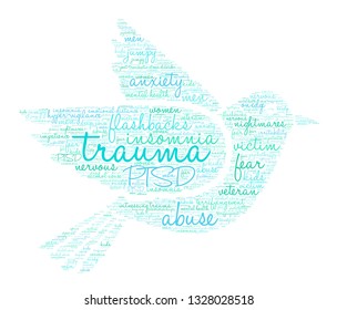 Trauma word cloud on a white background. 