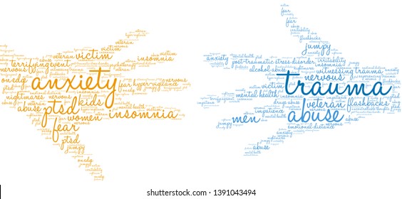Trauma word cloud on a white background. 