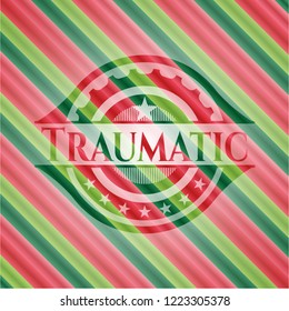 Traumatic christmas badge background.