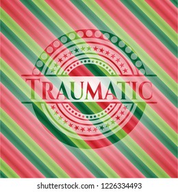 Traumatic christmas emblem background.