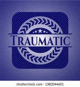 Traumatic emblem with jean background