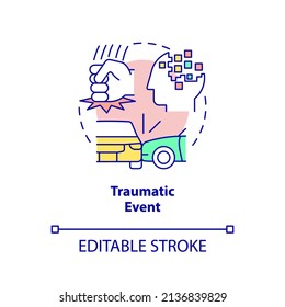 Traumatic event concept icon. Prolonged abuse and violence. Risk factors abstract idea thin line illustration. Isolated outline drawing. Editable stroke. Arial, Myriad Pro-Bold fonts used