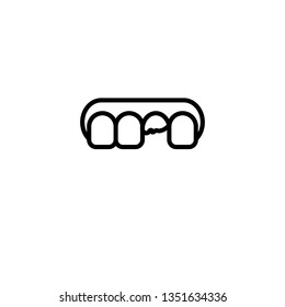 traumatic, tooth, toothache, problem, paint, medicine, dental icon in black outline style, vector