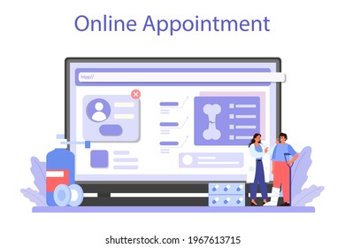 Traumatologist online service or platform. Injured limb, broken bone