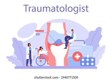 Traumatologist And Trauma Surgery Doctor. Injured Limb, Broken Bone