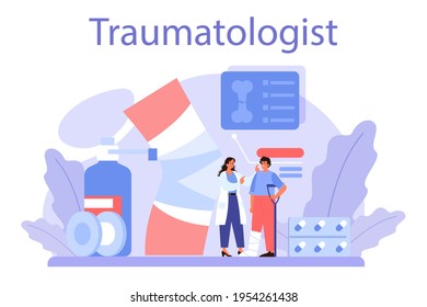 Traumatologist And Trauma Surgery Doctor. Injured Limb, Broken Bone