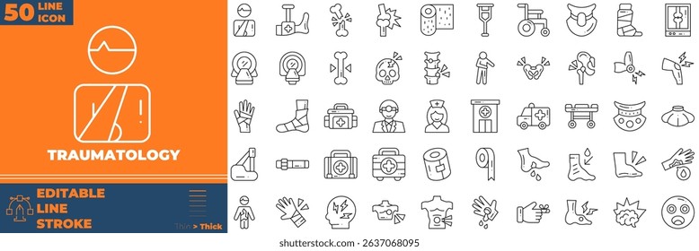 Traumatology Line Editable Icons set. Vector illustration in modern thin line style of traumatology icons: medical, hospital, surgery, etc
