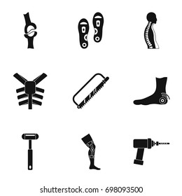 Traumatology and orthopedic icon set. Simple style set of 9 traumatology and orthopedic vector icons for web isolated on white background
