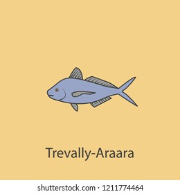 travally-araara 2 colored line icon. Simple purple and gray element illustration. travally-araara concept outline symbol design from fish set