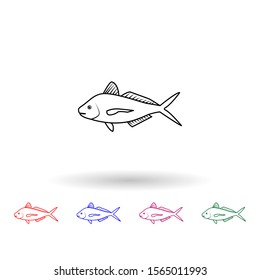 Travally-araara multi color icon. Simple thin line, outline vector of fish icons for ui and ux, website or mobile application