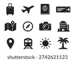Travei solid vector icons on transparent background 