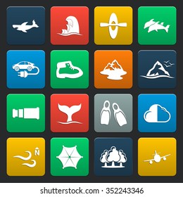 travel 16 icons universal set for web and mobile flat