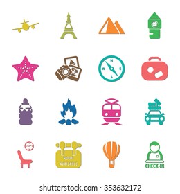 travel 16 icons universal set for web and mobile flat