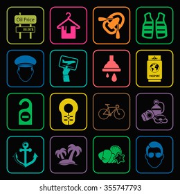 travel 16 icons universal set for web and mobile flat
