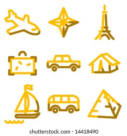 Travel 2 icons, gold contour series