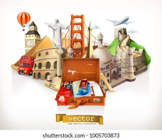 Travel, 3d vector illustration