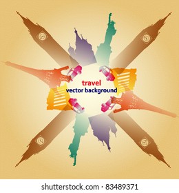 Travel abstract background. Paris, London, Moscow, New York