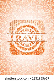 Travel abstract orange mosaic emblem